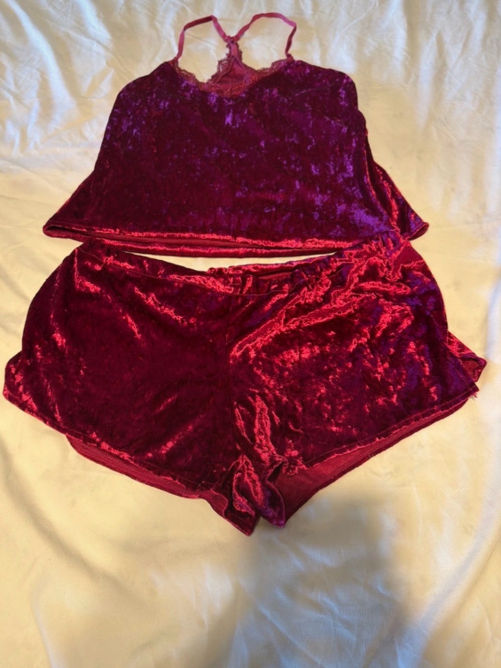 Velvet Bralette & Shorts Sleep Set - Burgundy